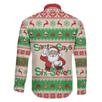Funny Six Seven Meme Christmas Family Matching Off Shoulder Maxi Dress and Hawaiian Shirt Santa Says 6 7 - Wonder Print Shop
