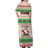 Funny Six Seven Meme Christmas Family Matching Off Shoulder Maxi Dress and Hawaiian Shirt Santa Says 6 7 - Wonder Print Shop