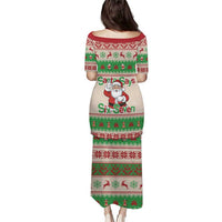Funny Six Seven Meme Christmas Family Matching Puletasi and Hawaiian Shirt Santa Says 6 7 - Wonder Print Shop