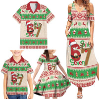 Funny Six Seven Meme Christmas Family Matching Summer Maxi Dress and Hawaiian Shirt Santa Says 6 7 - Wonder Print Shop