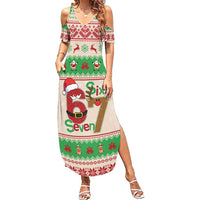 Funny Six Seven Meme Christmas Family Matching Summer Maxi Dress and Hawaiian Shirt Santa Says 6 7 - Wonder Print Shop