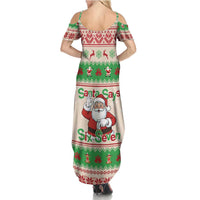 Funny Six Seven Meme Christmas Family Matching Summer Maxi Dress and Hawaiian Shirt Santa Says 6 7 - Wonder Print Shop
