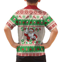 Funny Six Seven Meme Christmas Family Matching Tank Maxi Dress and Hawaiian Shirt Santa Says 6 7 - Wonder Print Shop