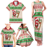 Funny Six Seven Meme Christmas Family Matching Tank Maxi Dress and Hawaiian Shirt Santa Says 6 7 - Wonder Print Shop