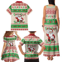 Funny Six Seven Meme Christmas Family Matching Tank Maxi Dress and Hawaiian Shirt Santa Says 6 7 - Wonder Print Shop