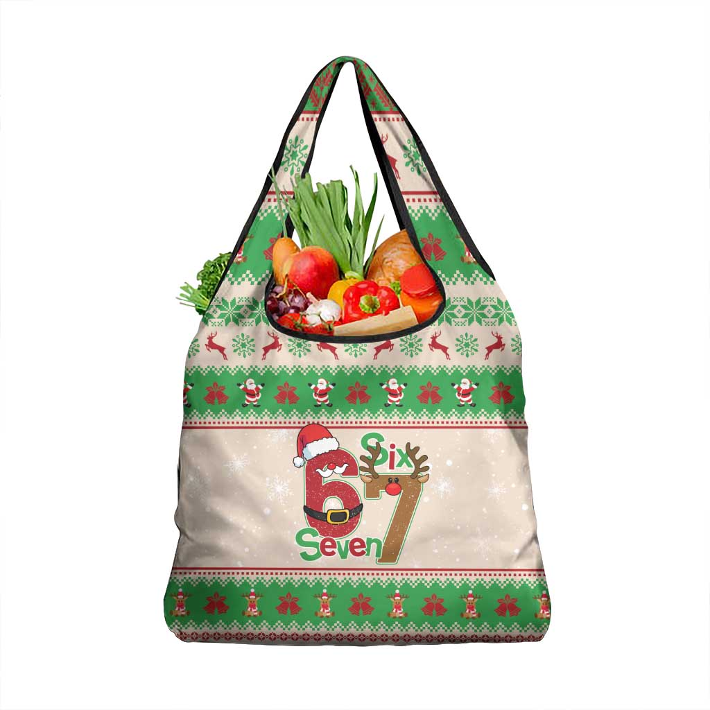 Funny Six Seven Meme Christmas Grocery Bag Santa Says 6 7 - Wonder Print Shop