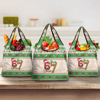 Funny Six Seven Meme Christmas Grocery Bag Santa Says 6 7 - Wonder Print Shop