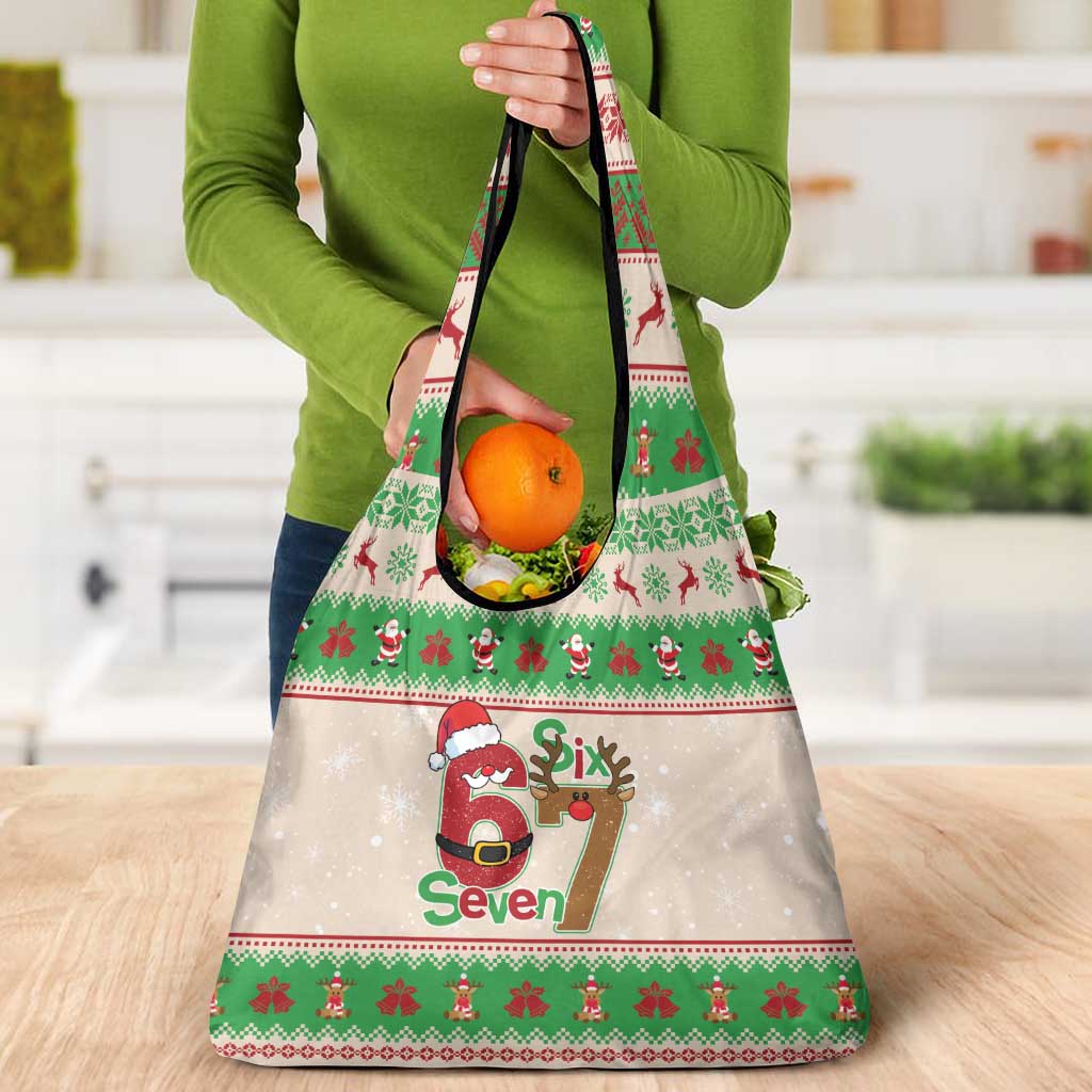 Funny Six Seven Meme Christmas Grocery Bag Santa Says 6 7 - Wonder Print Shop