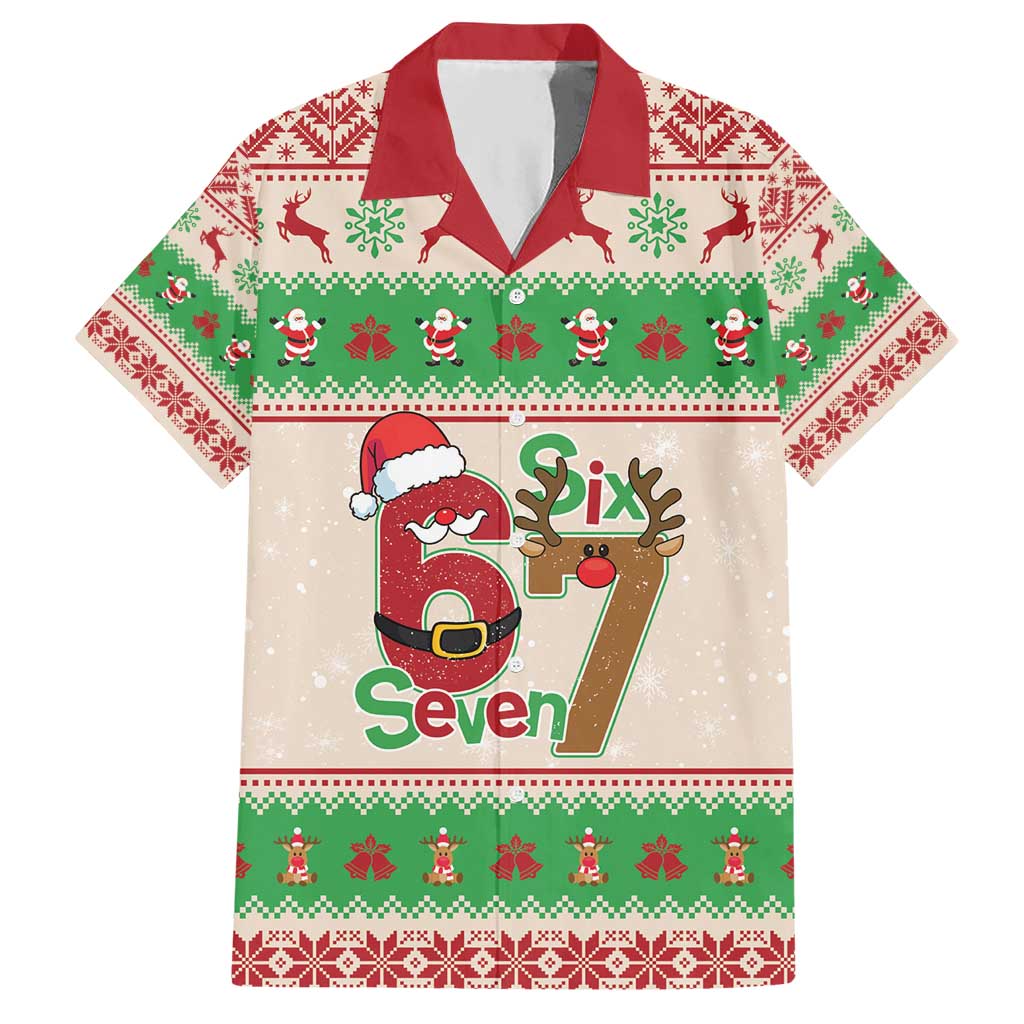Funny Six Seven Meme Christmas Hawaiian Shirt Santa Says 6 7 - Wonder Print Shop
