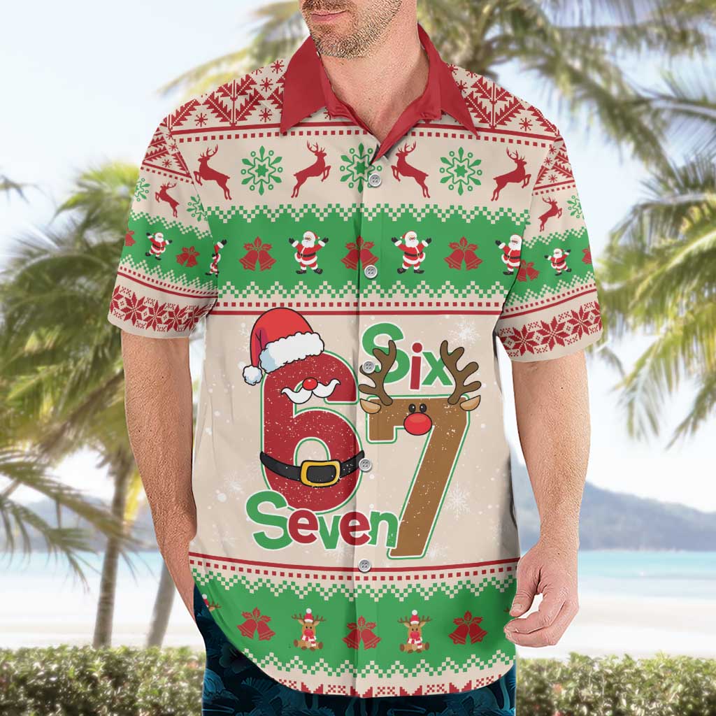 Funny Six Seven Meme Christmas Hawaiian Shirt Santa Says 6 7 - Wonder Print Shop