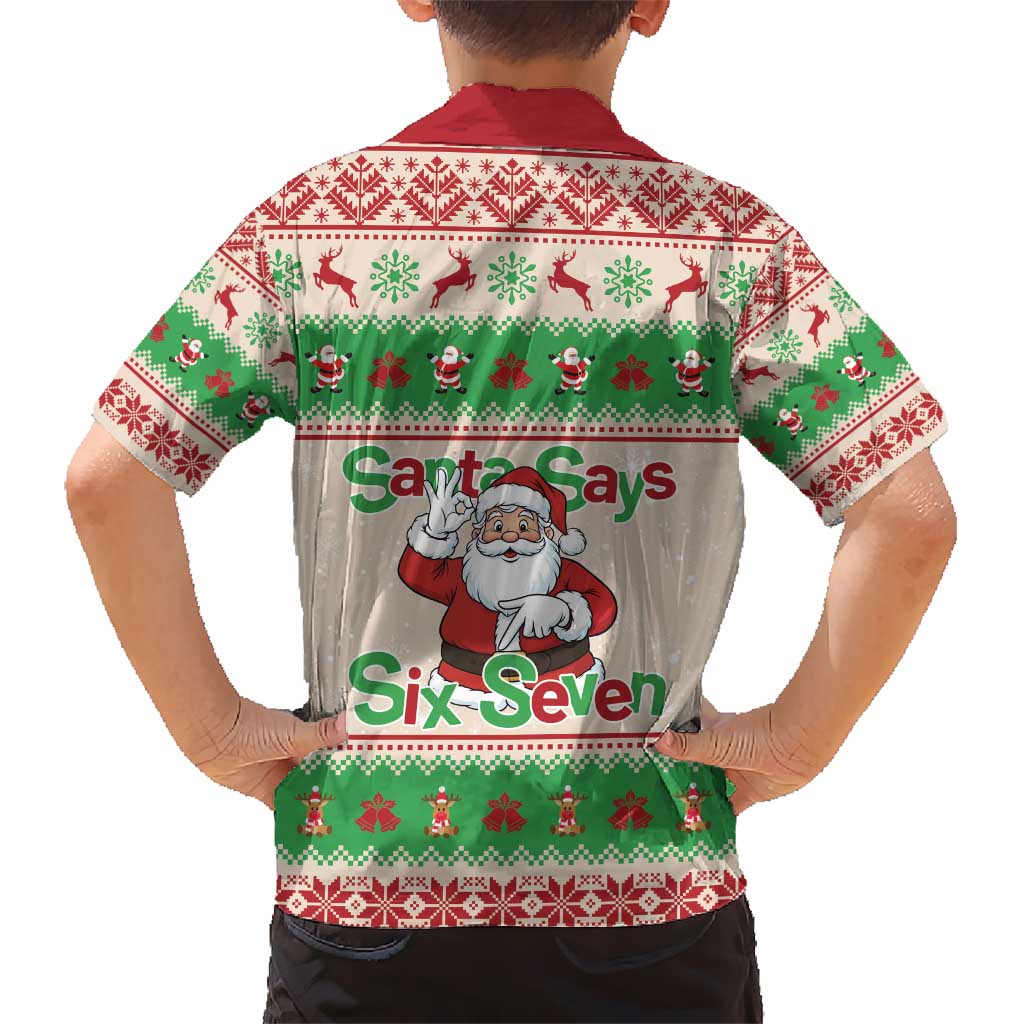 Funny Six Seven Meme Christmas Hawaiian Shirt Santa Says 6 7 - Wonder Print Shop