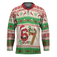 Funny Six Seven Meme Christmas Hockey Jersey Santa Says 6 7 - Wonder Print Shop