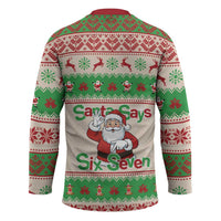 Funny Six Seven Meme Christmas Hockey Jersey Santa Says 6 7 - Wonder Print Shop