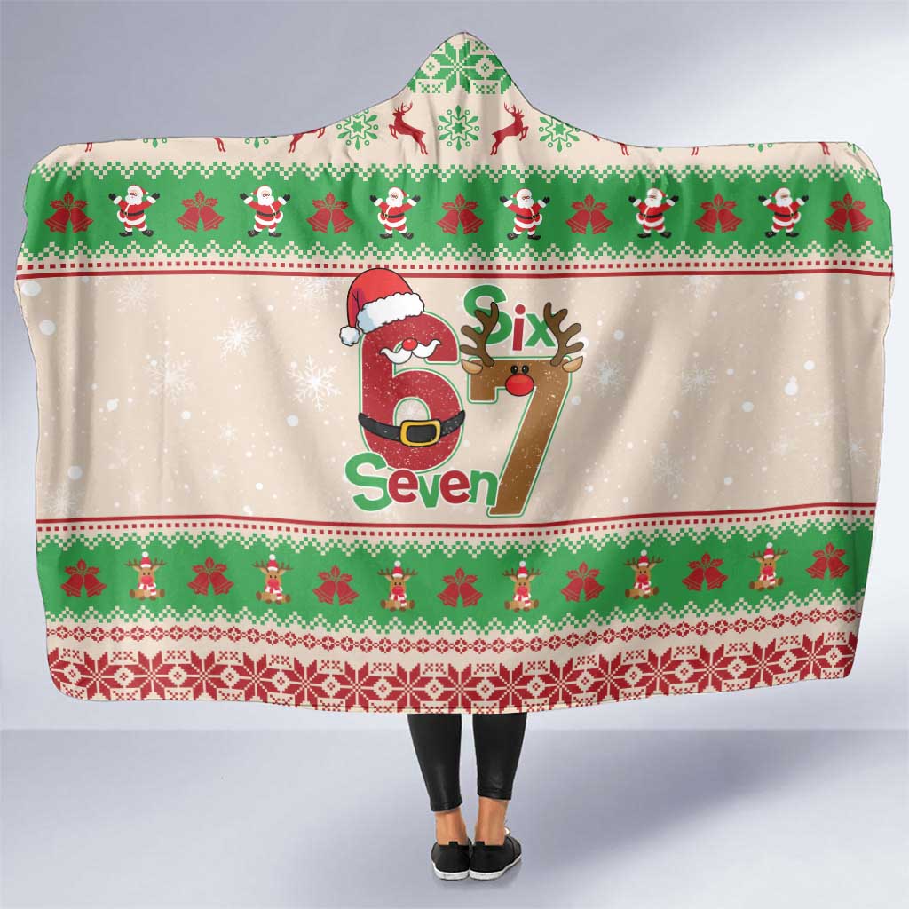 Funny Six Seven Meme Christmas Hooded Blanket Santa Says 6 7 - Wonder Print Shop