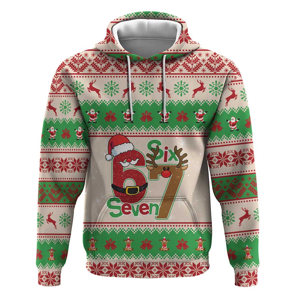 Funny Six Seven Meme Christmas Hoodie Santa Says 6 7 - Wonder Print Shop