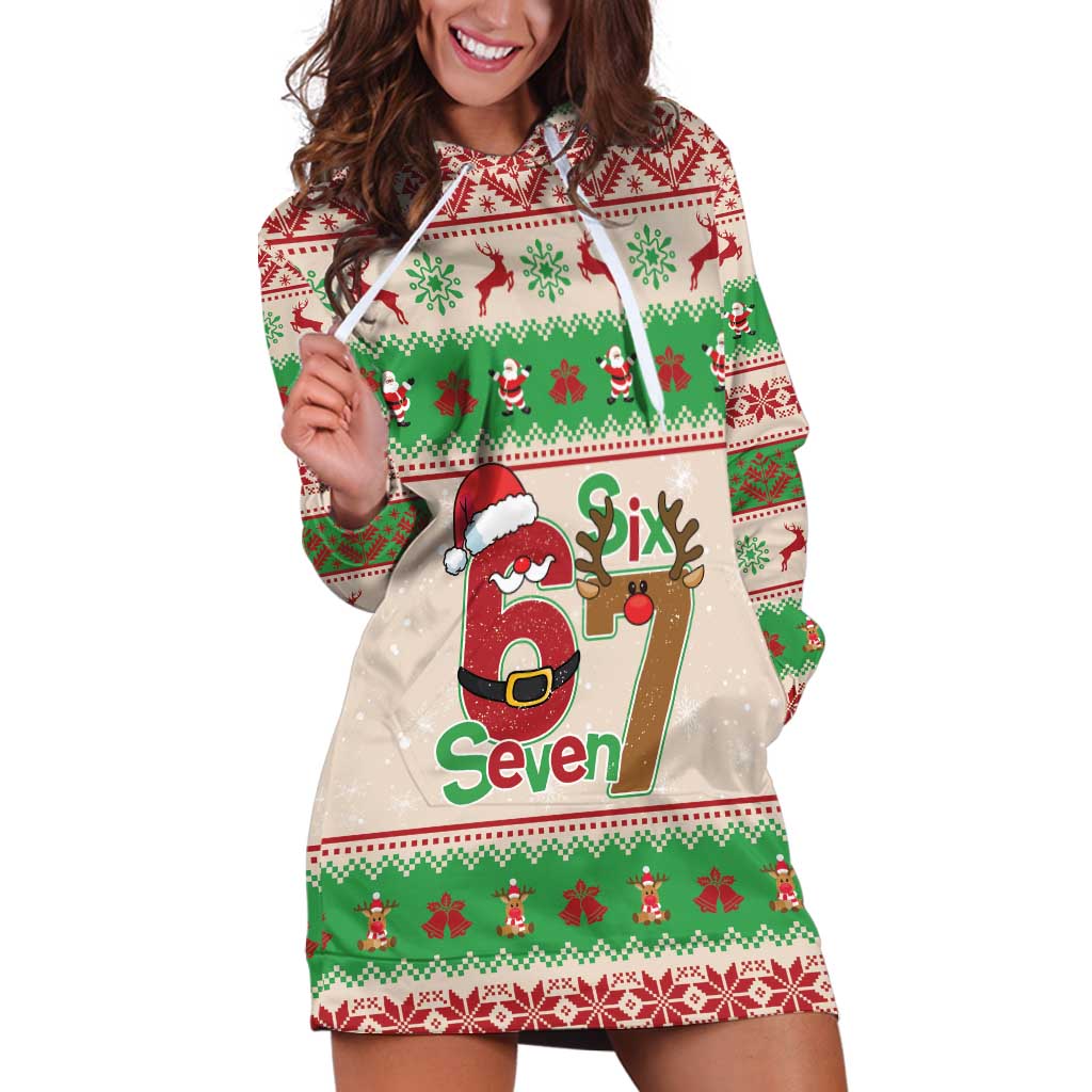 Funny Six Seven Meme Christmas Hoodie Dress Santa Says 6 7 - Wonder Print Shop
