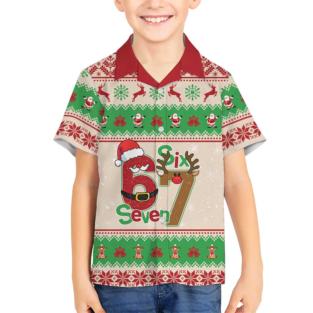 Funny Six Seven Meme Christmas Kid Hawaiian Shirt Santa Says 6 7 - Wonder Print Shop