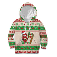 Funny Six Seven Meme Christmas Kid Hoodie Santa Says 6 7 - Wonder Print Shop