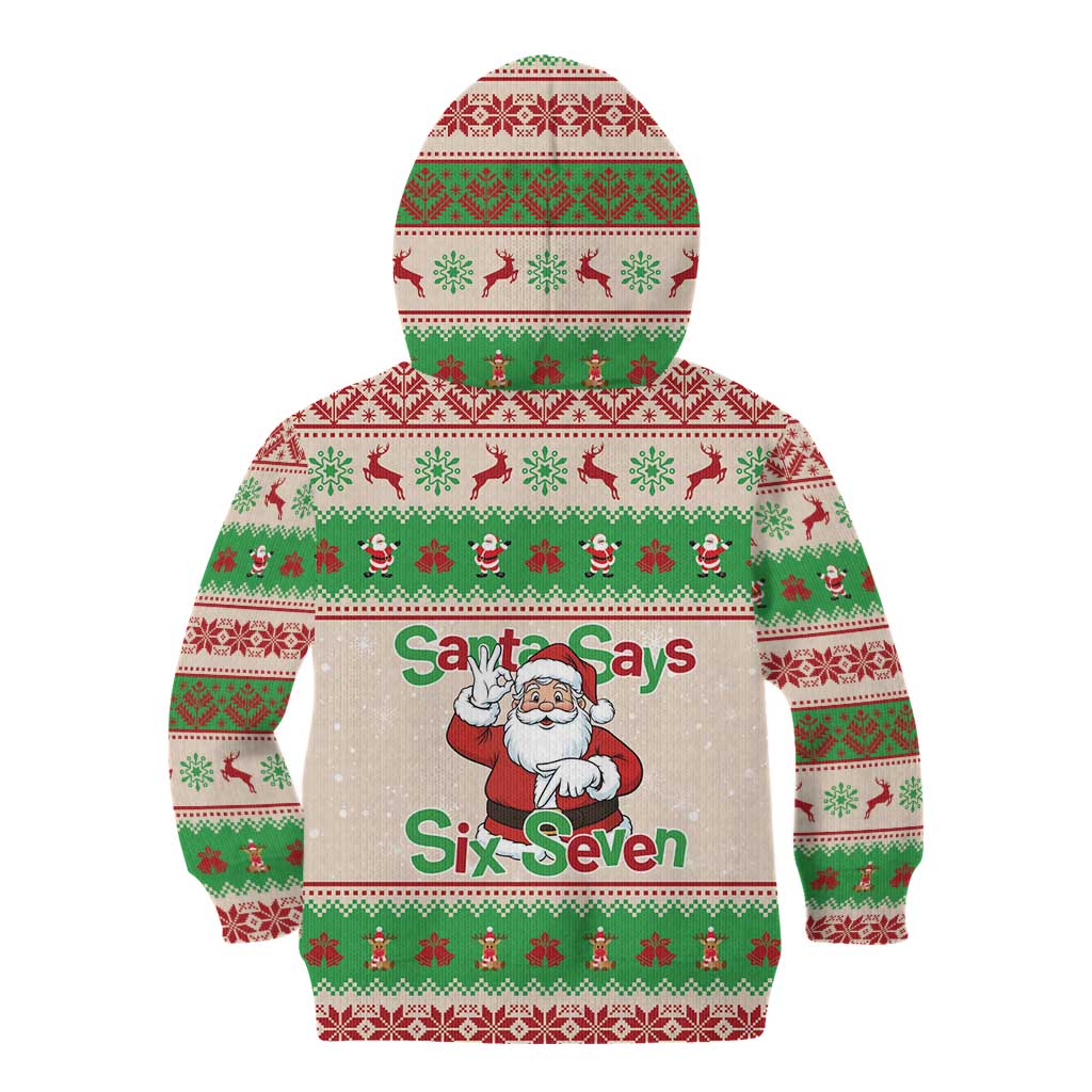 Funny Six Seven Meme Christmas Kid Hoodie Santa Says 6 7 - Wonder Print Shop