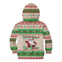 Funny Six Seven Meme Christmas Kid Hoodie Santa Says 6 7 - Wonder Print Shop