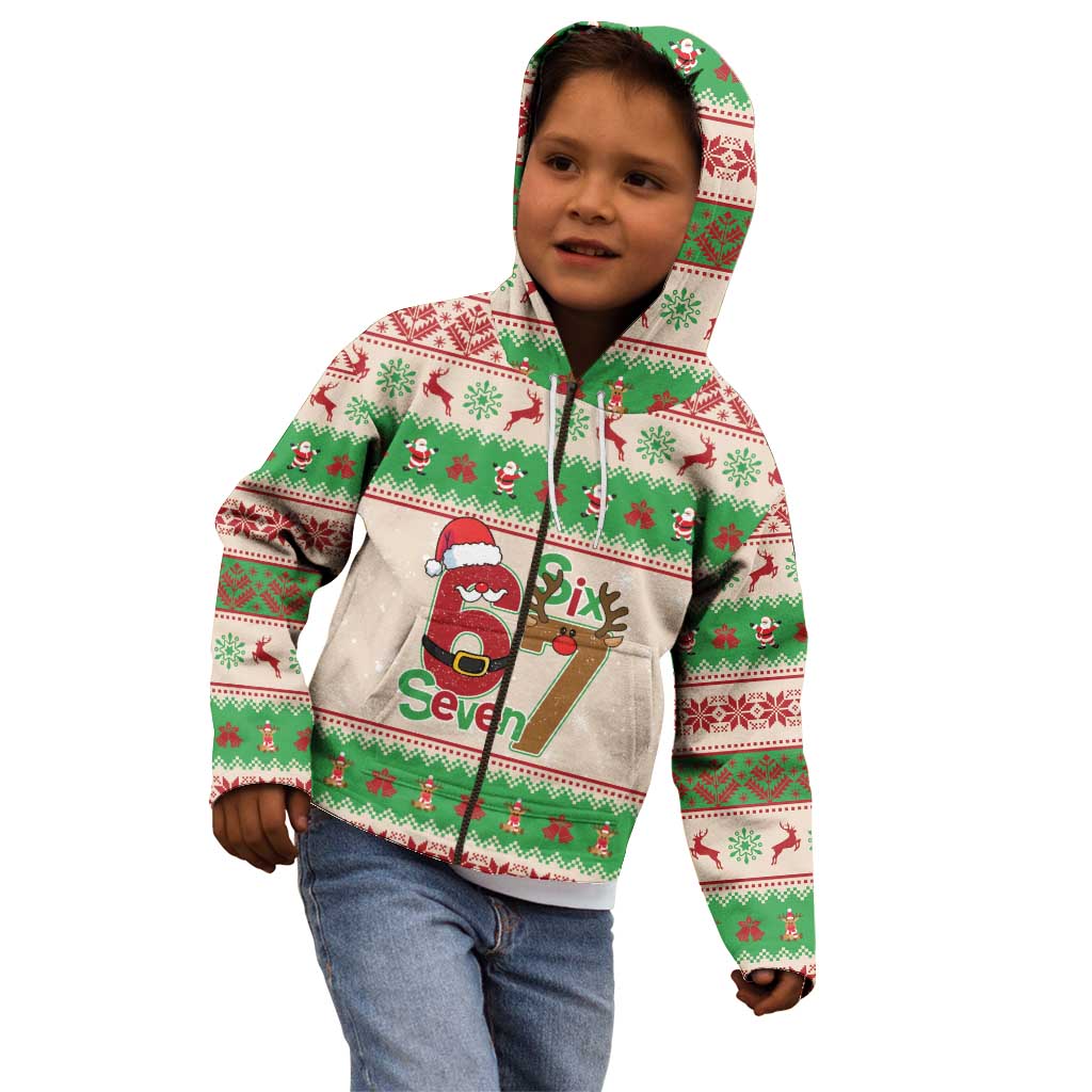 Funny Six Seven Meme Christmas Kid Hoodie Santa Says 6 7 - Wonder Print Shop