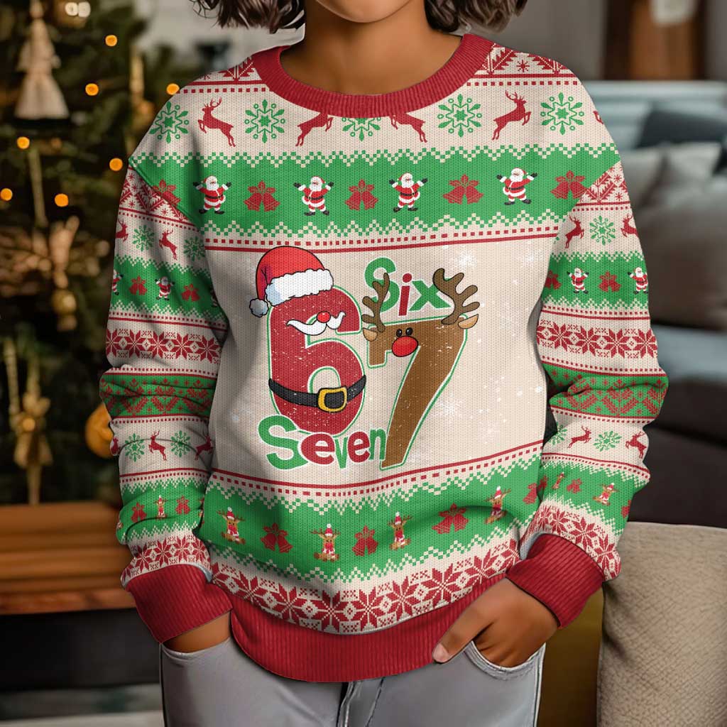 Funny Six Seven Meme Christmas Kid Ugly Christmas Sweater Santa Says 6 7 - Wonder Print Shop