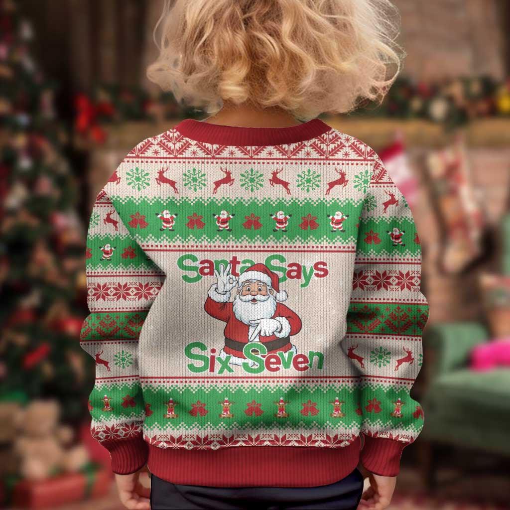 Funny Six Seven Meme Christmas Kid Ugly Christmas Sweater Santa Says 6 7 - Wonder Print Shop