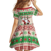 Funny Six Seven Meme Christmas Kid Short Sleeve Dress Santa Says 6 7 - Wonder Print Shop