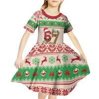 Funny Six Seven Meme Christmas Kid Short Sleeve Dress Santa Says 6 7 - Wonder Print Shop
