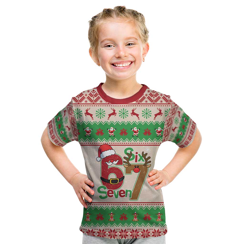Funny Six Seven Meme Christmas Kid T Shirt Santa Says 6 7 - Wonder Print Shop
