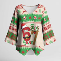 Funny Six Seven Meme Christmas Kimono Sleeve Blouse Santa Says 6 7 - Wonder Print Shop