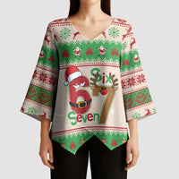 Funny Six Seven Meme Christmas Kimono Sleeve Blouse Santa Says 6 7 - Wonder Print Shop