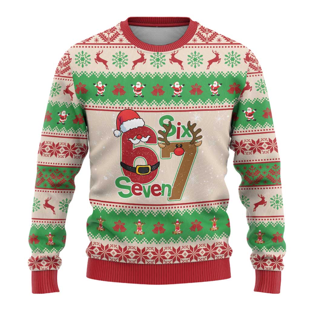 Funny Six Seven Meme Christmas Ugly Christmas Sweater Santa Says 6 7 - Wonder Print Shop