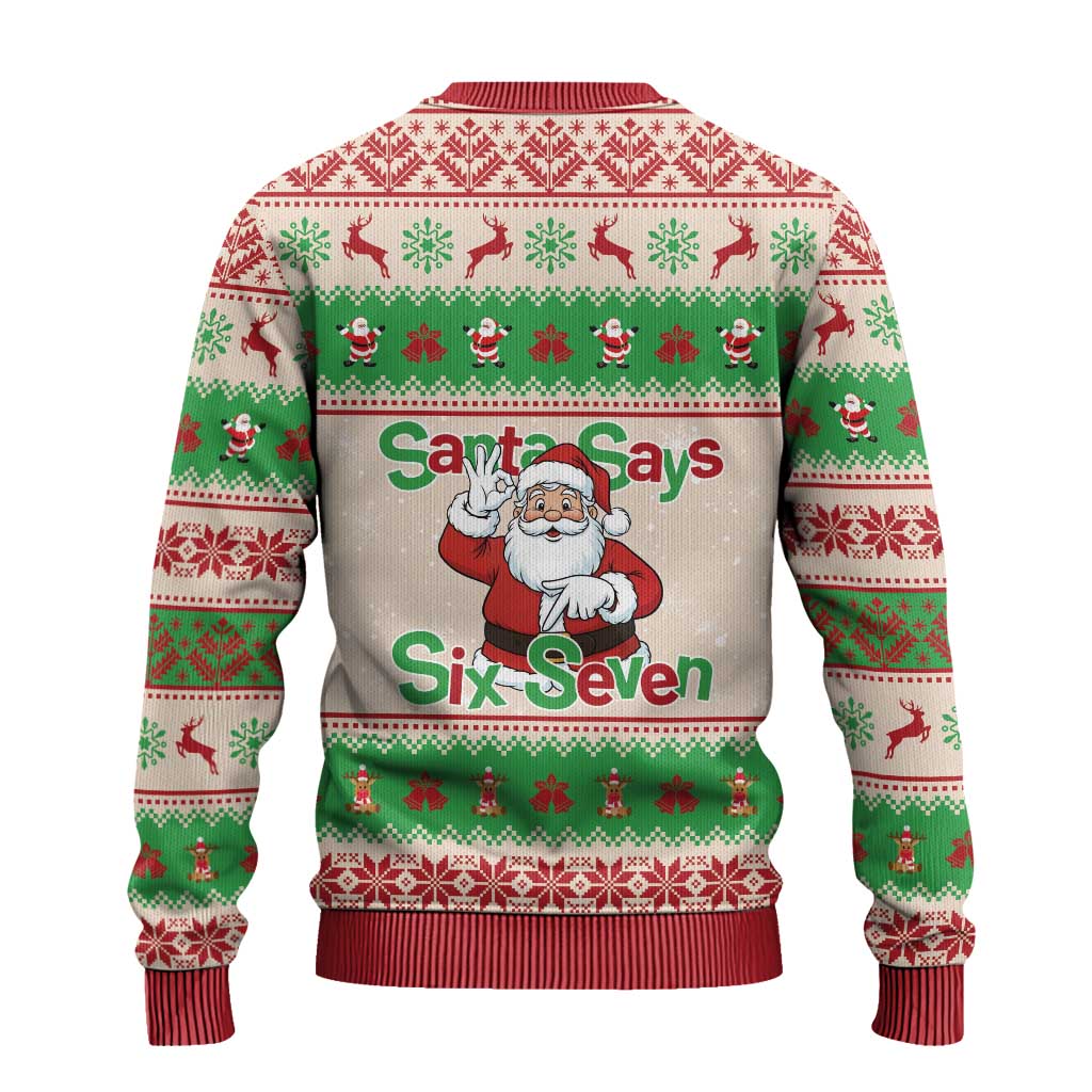 Funny Six Seven Meme Christmas Ugly Christmas Sweater Santa Says 6 7 - Wonder Print Shop