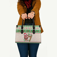 Funny Six Seven Meme Christmas Leather Bag Santa Says 6 7 - Wonder Print Shop