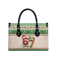 Funny Six Seven Meme Christmas Leather Bag Santa Says 6 7 - Wonder Print Shop