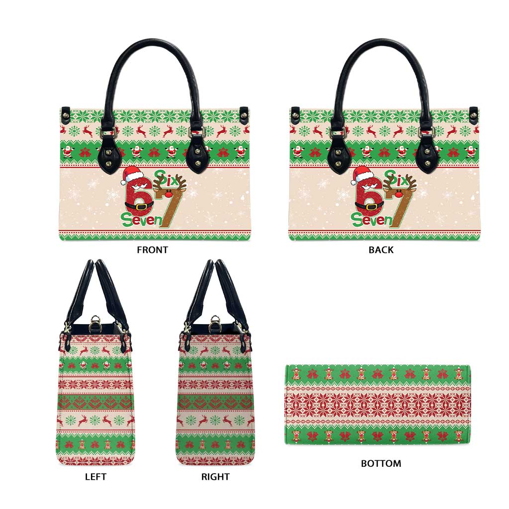 Funny Six Seven Meme Christmas Leather Bag Santa Says 6 7 - Wonder Print Shop