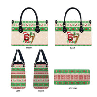 Funny Six Seven Meme Christmas Leather Bag Santa Says 6 7 - Wonder Print Shop