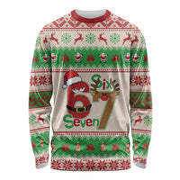 Funny Six Seven Meme Christmas Long Sleeve Shirt Santa Says 6 7 - Wonder Print Shop