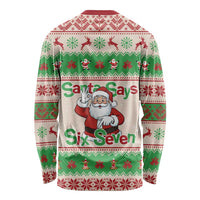 Funny Six Seven Meme Christmas Long Sleeve Shirt Santa Says 6 7 - Wonder Print Shop
