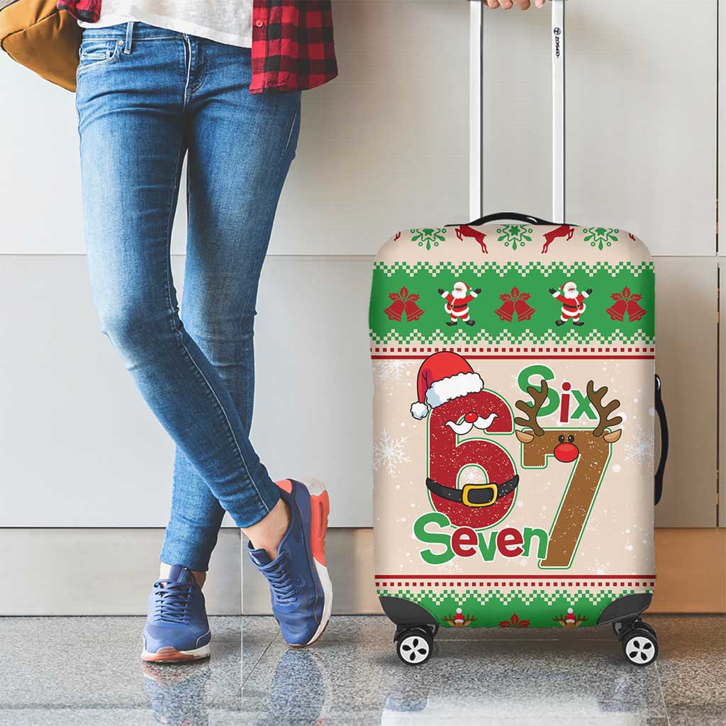 Funny Six Seven Meme Christmas Luggage Cover Santa Says 6 7 - Wonder Print Shop