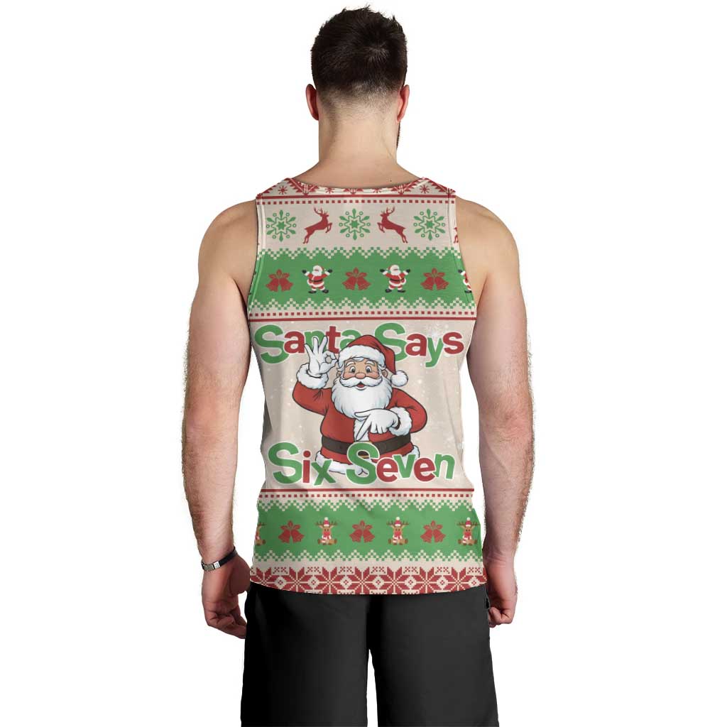 Funny Six Seven Meme Christmas Men Tank Top Santa Says 6 7 - Wonder Print Shop