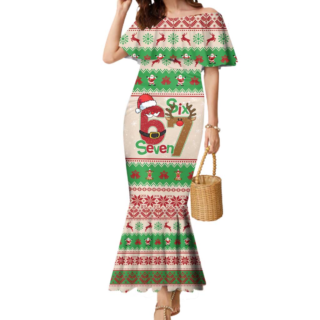 Funny Six Seven Meme Christmas Mermaid Dress Santa Says 6 7 - Wonder Print Shop