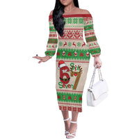 Funny Six Seven Meme Christmas Off The Shoulder Long Sleeve Dress Santa Says 6 7 - Wonder Print Shop