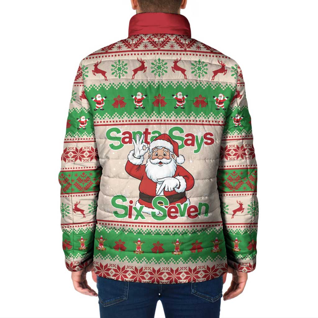 Funny Six Seven Meme Christmas Padded Jacket Santa Says 6 7 - Wonder Print Shop