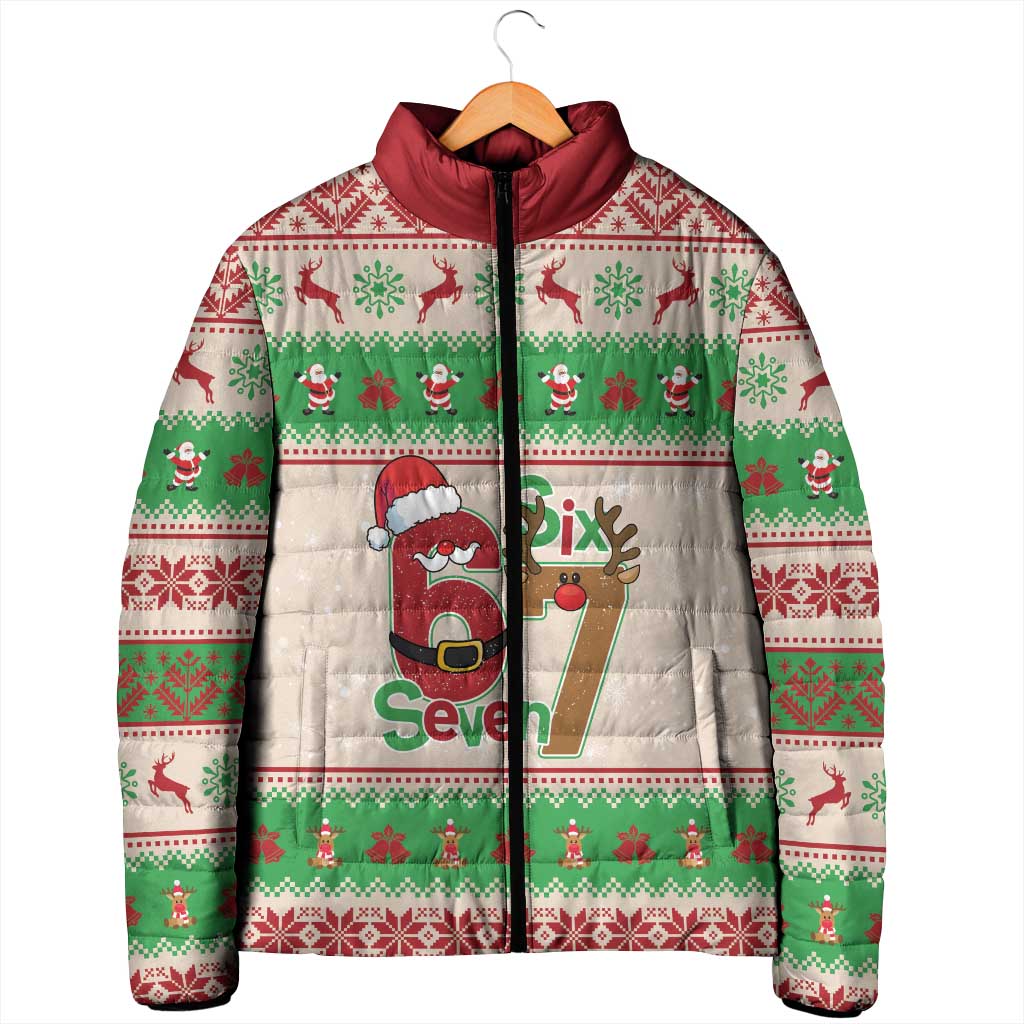 Funny Six Seven Meme Christmas Padded Jacket Santa Says 6 7 - Wonder Print Shop