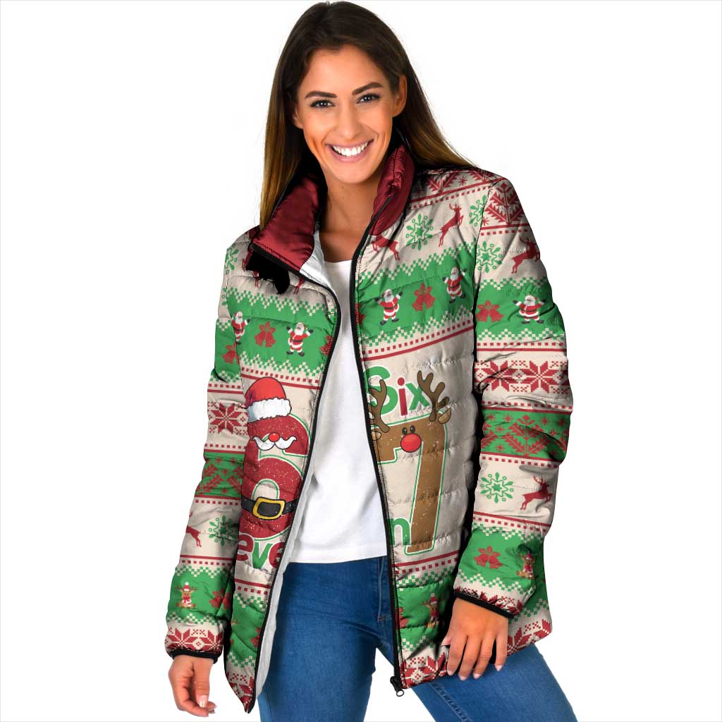 Funny Six Seven Meme Christmas Padded Jacket Santa Says 6 7 - Wonder Print Shop