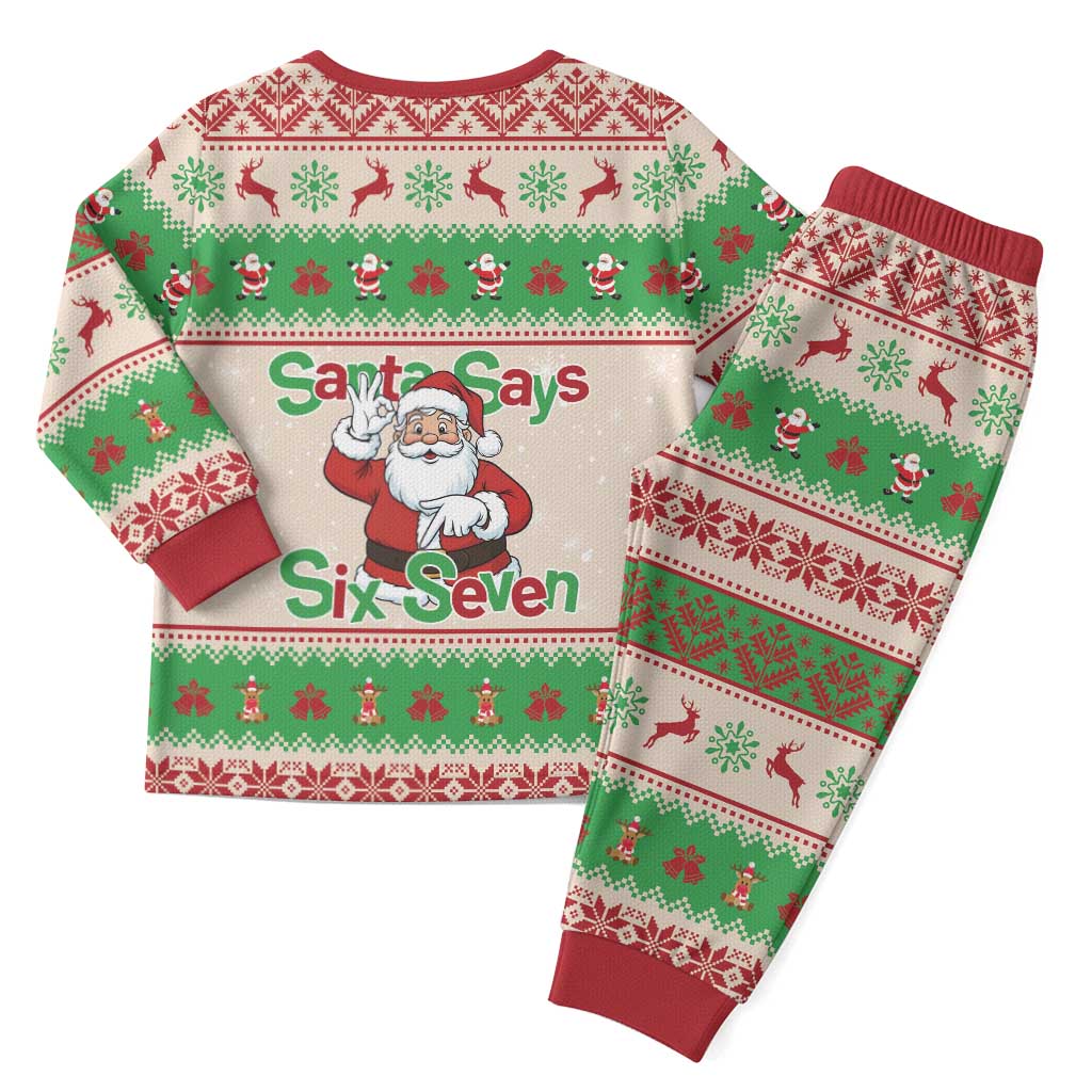 Funny Six Seven Meme Christmas Pajama Set Santa Says 6 7 - Wonder Print Shop