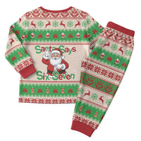 Funny Six Seven Meme Christmas Pajama Set Santa Says 6 7 - Wonder Print Shop