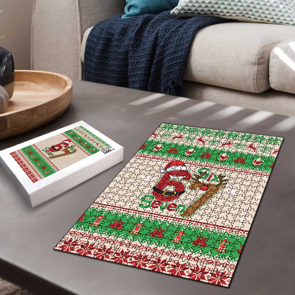 Funny Six Seven Meme Christmas Puzzle Santa Says 6 7 - Wonder Print Shop